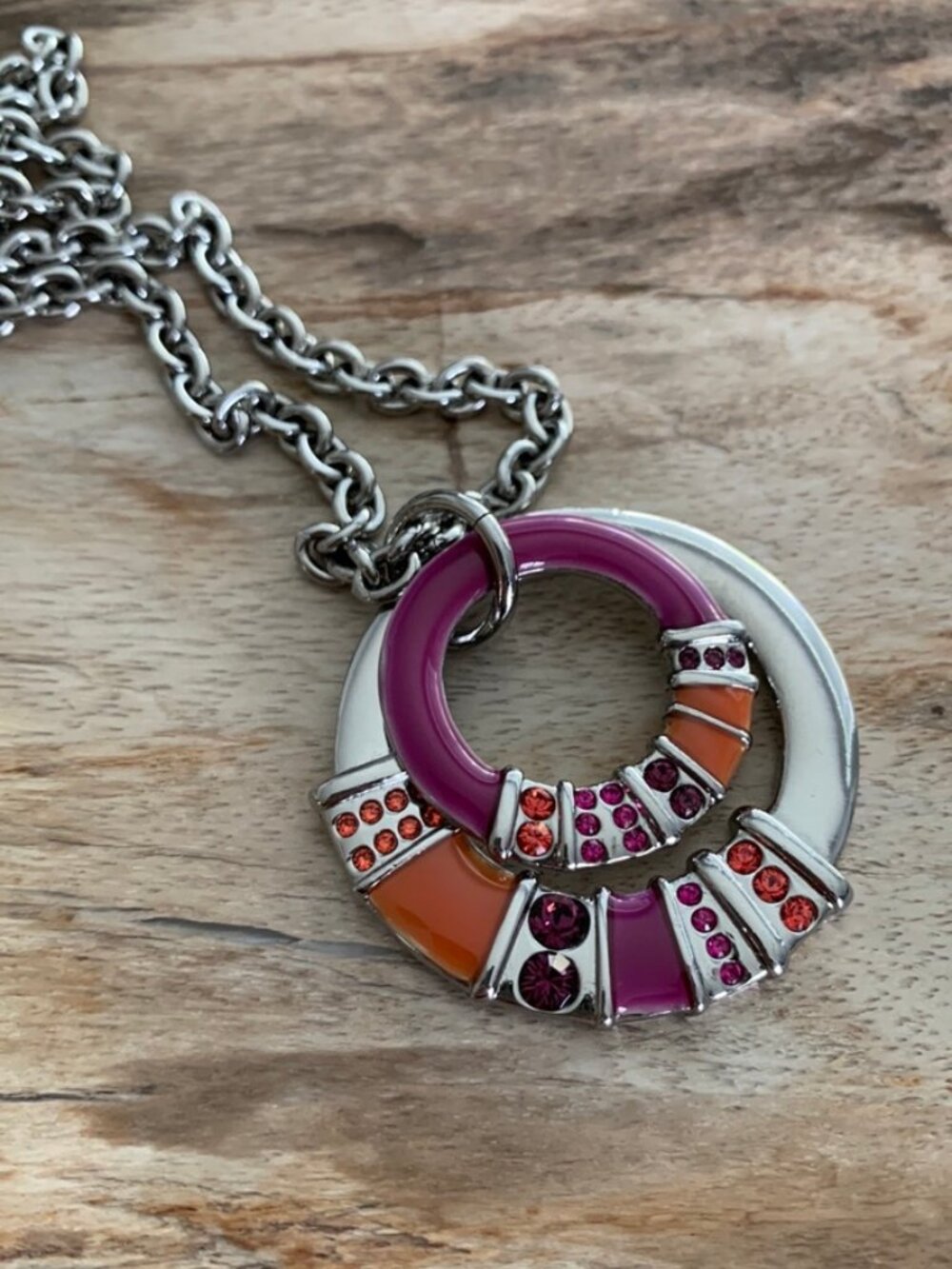 Dyrberg/Kern Pink Jaro Swarovski crystal and enamel necklace